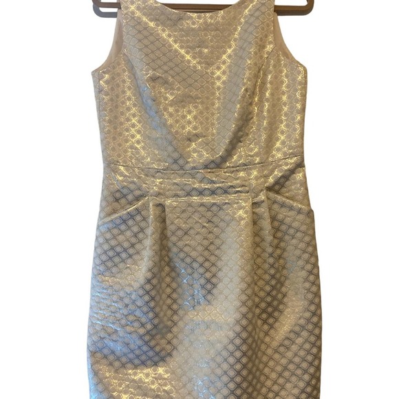 Glam Gold and Ivory Cocktail Dress - Size 8 - Picture 1 of 5